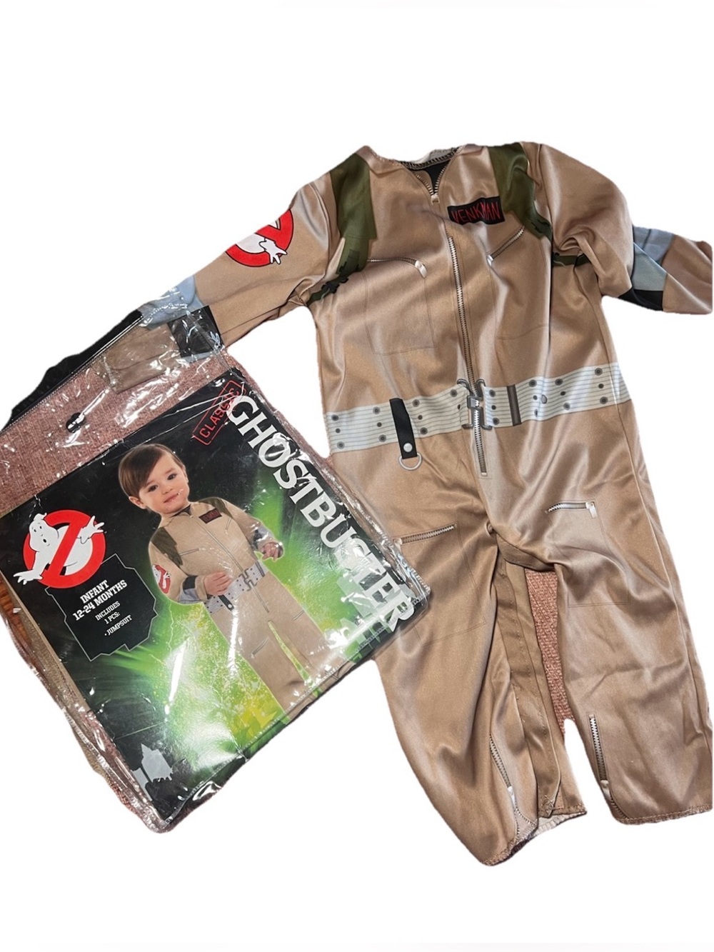 Ghostbusters 12-24 M Toddler Beige Jumpsuit Costume One Piece Halloween Cosplay